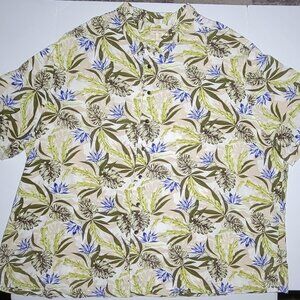 Island Passport Mens Blue and Green Tropical Floral Design Size 4XL